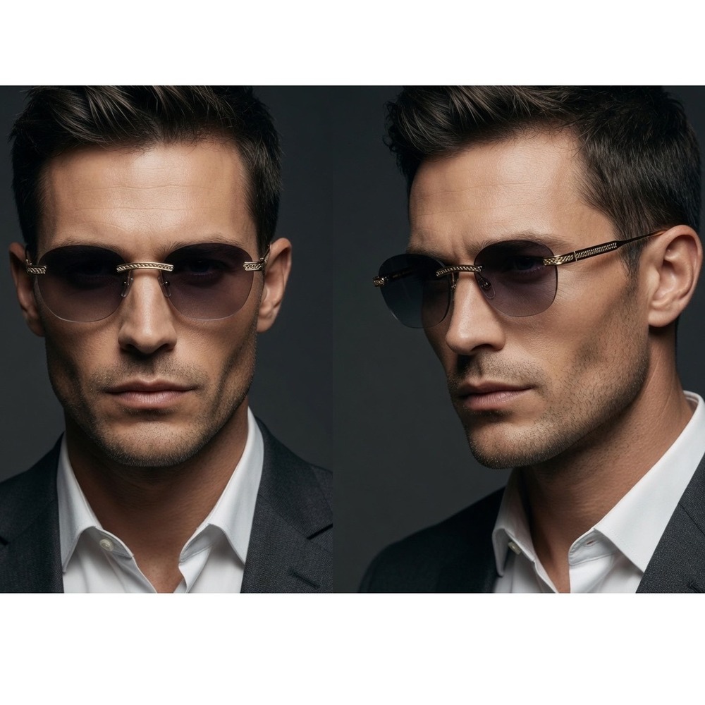 Men Glass Lens Sunglasses Vintage Designer Fashion Round Circle Frame Modern New